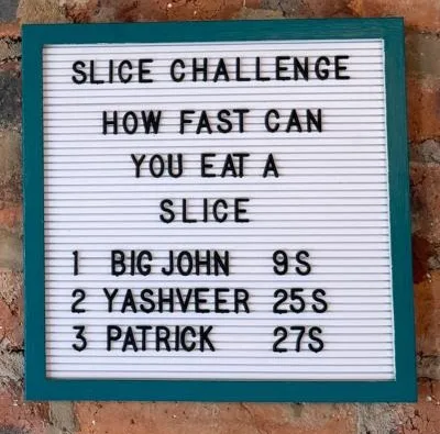 The Durban slice challenge board: Big John, 9 seconds