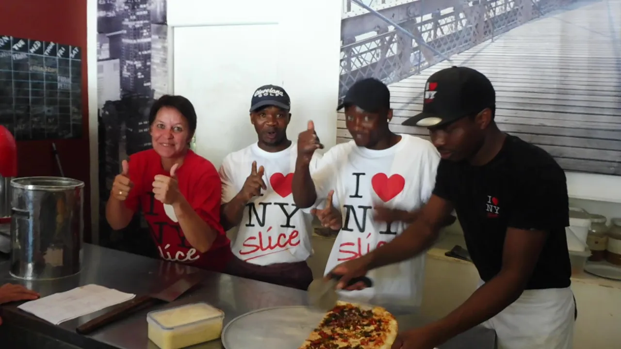 A NY Slice crew in I love NY Slice shirts on training day