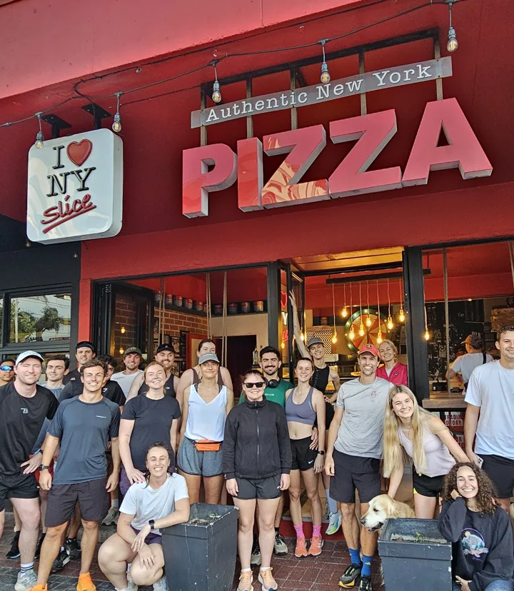 The red NY Slice shopfront on Regent Road, Sea Point