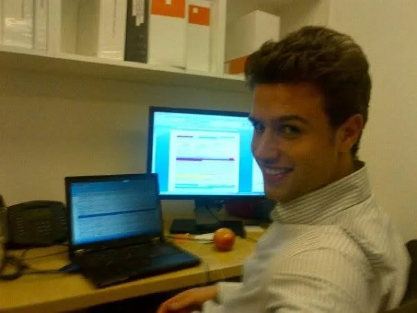 Mark at his accounting desk in New York